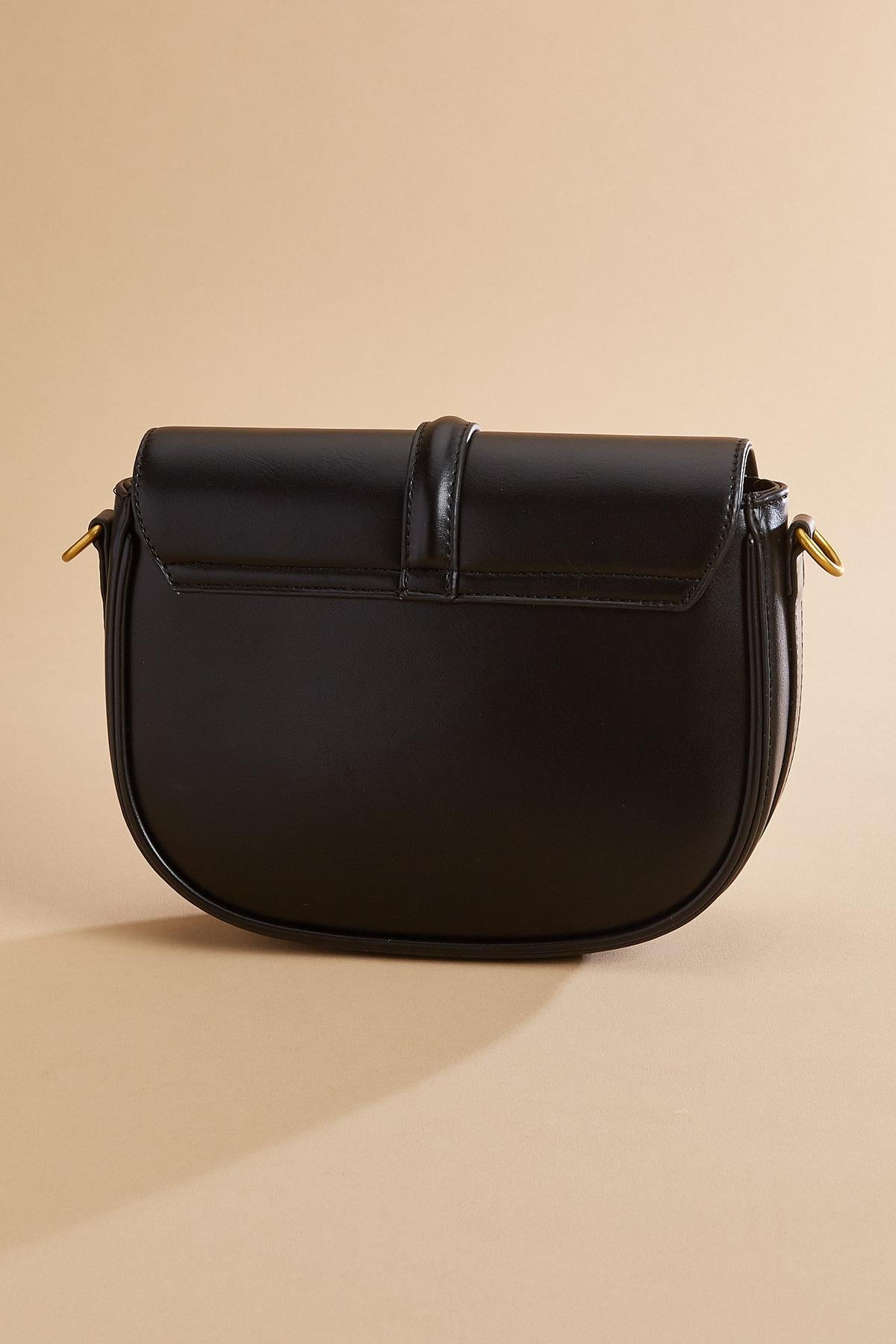 Versona faux leather twill flap crossbody COGNAC