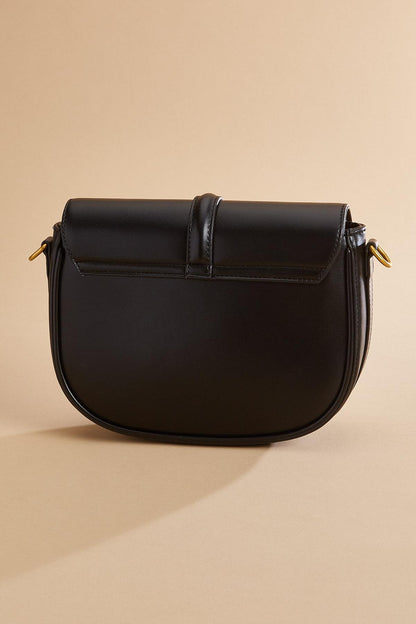Versona faux leather twill flap crossbody COGNAC