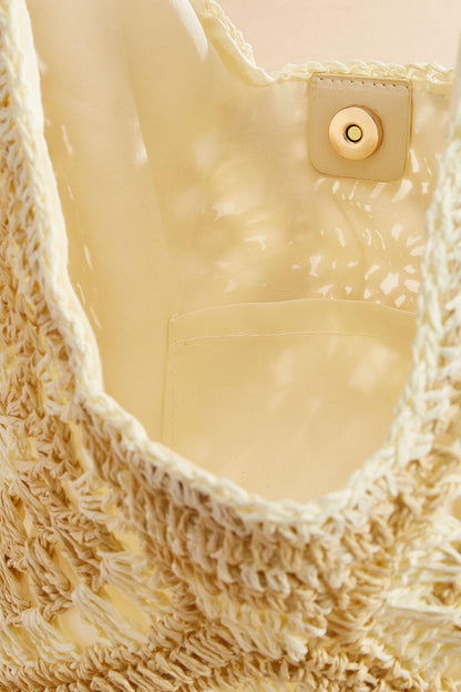 Versona beaded handle crochet tote NATURAL