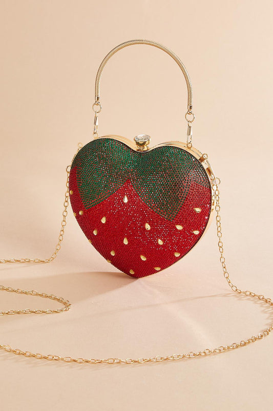 Versona strawberry embellished clutch RED