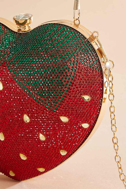 Versona strawberry embellished clutch RED