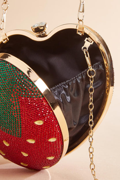 Versona strawberry embellished clutch RED