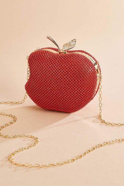Versona rhinestone embellished apple clutch RED