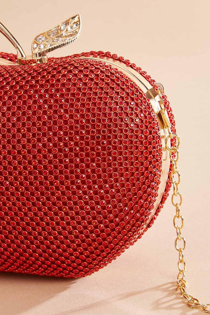 Versona rhinestone embellished apple clutch RED