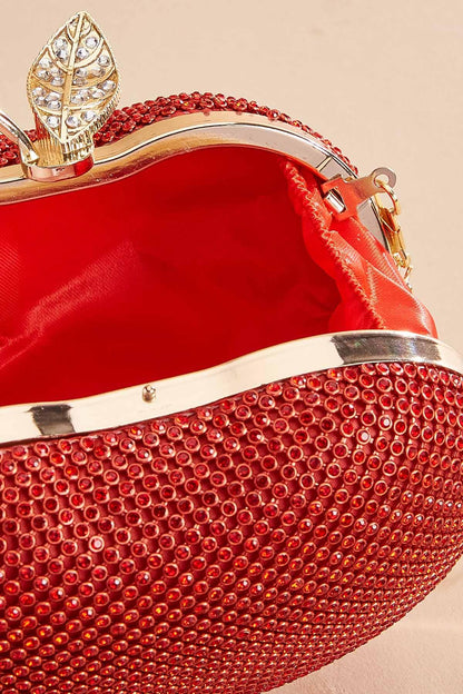Versona rhinestone embellished apple clutch RED