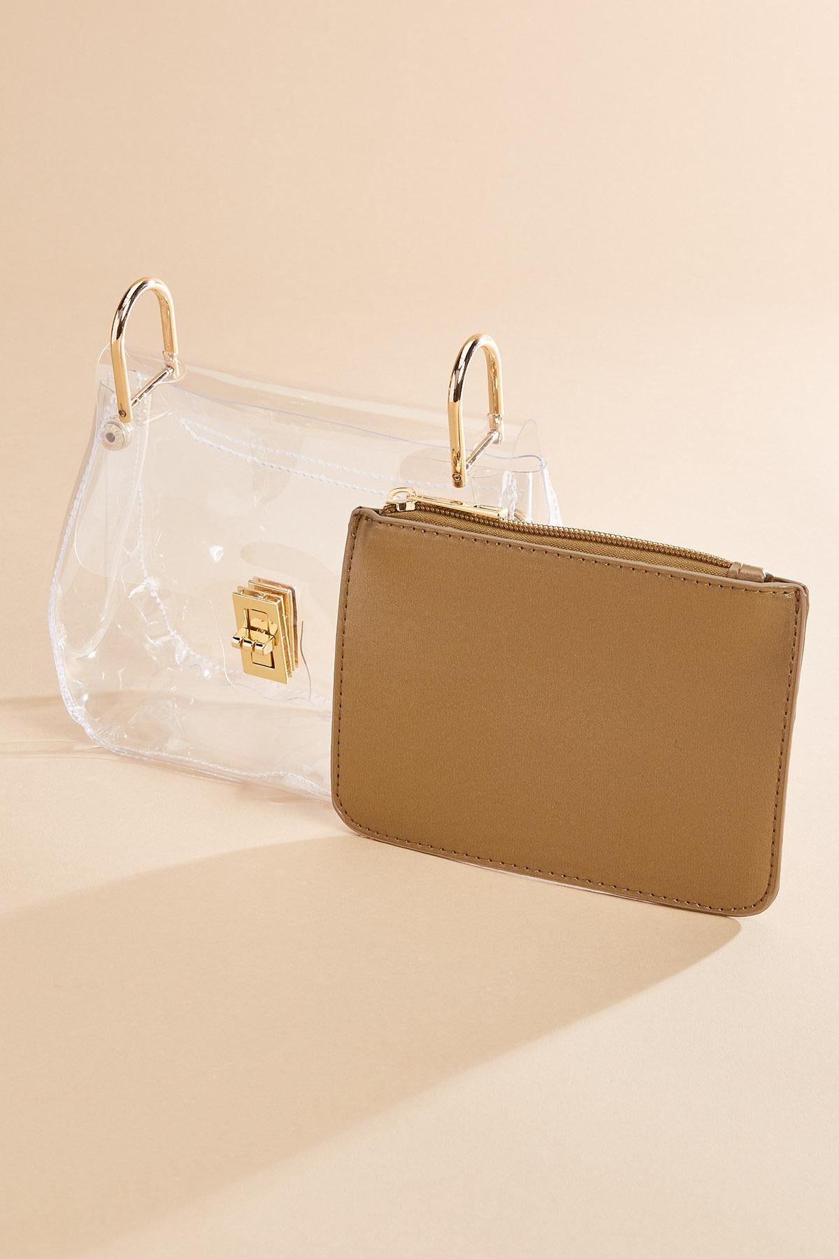 Versona clear crossbody and faux leather pouch set CRYSTAL_CLEAR