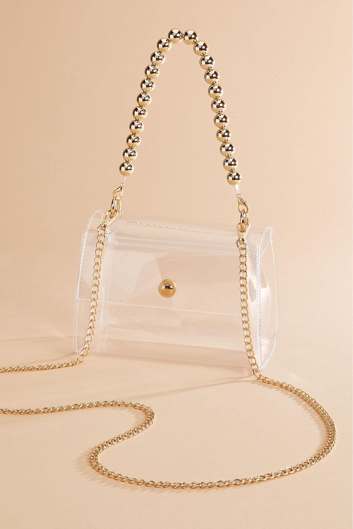 Versona gold beaded handle clear crossbody CRYSTAL_CLEAR