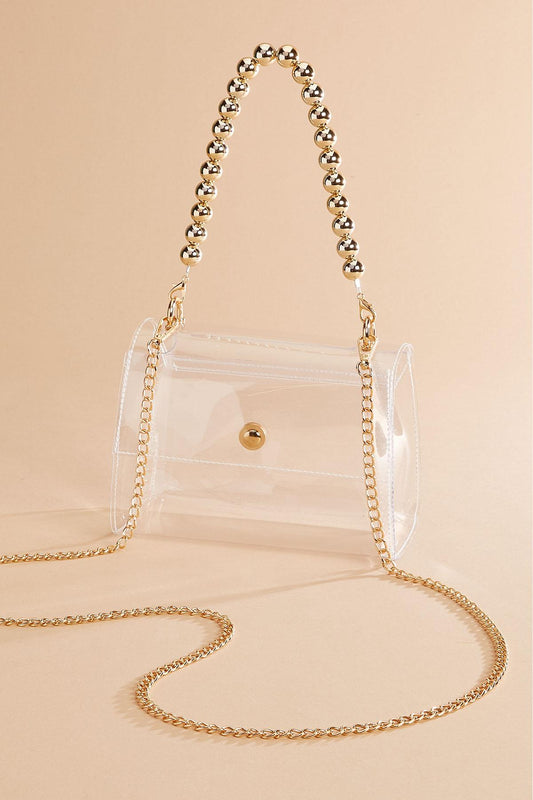 Versona gold beaded handle clear crossbody CRYSTAL_CLEAR