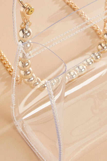 Versona gold beaded handle clear crossbody CRYSTAL_CLEAR