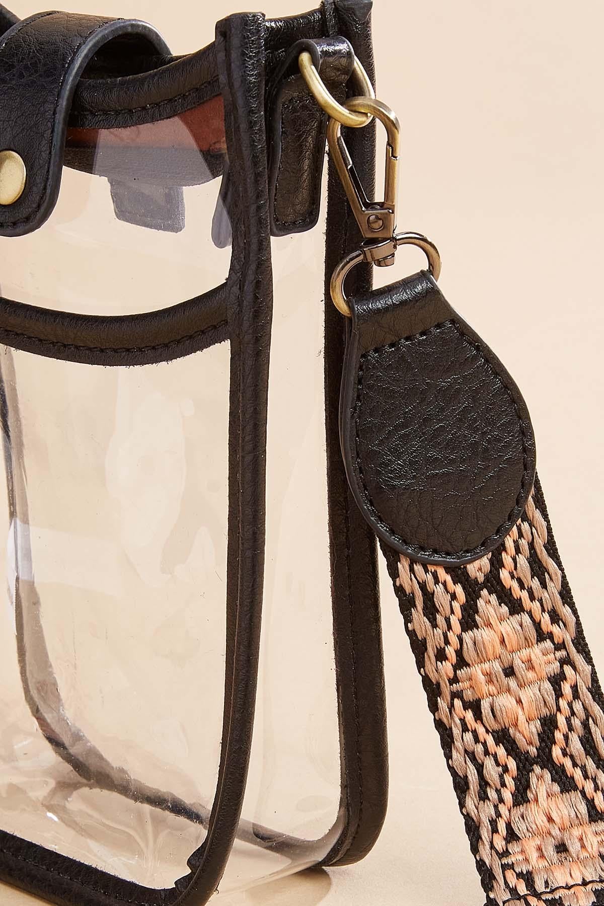 Versona guitar strap clear cellphone bag COGNAC