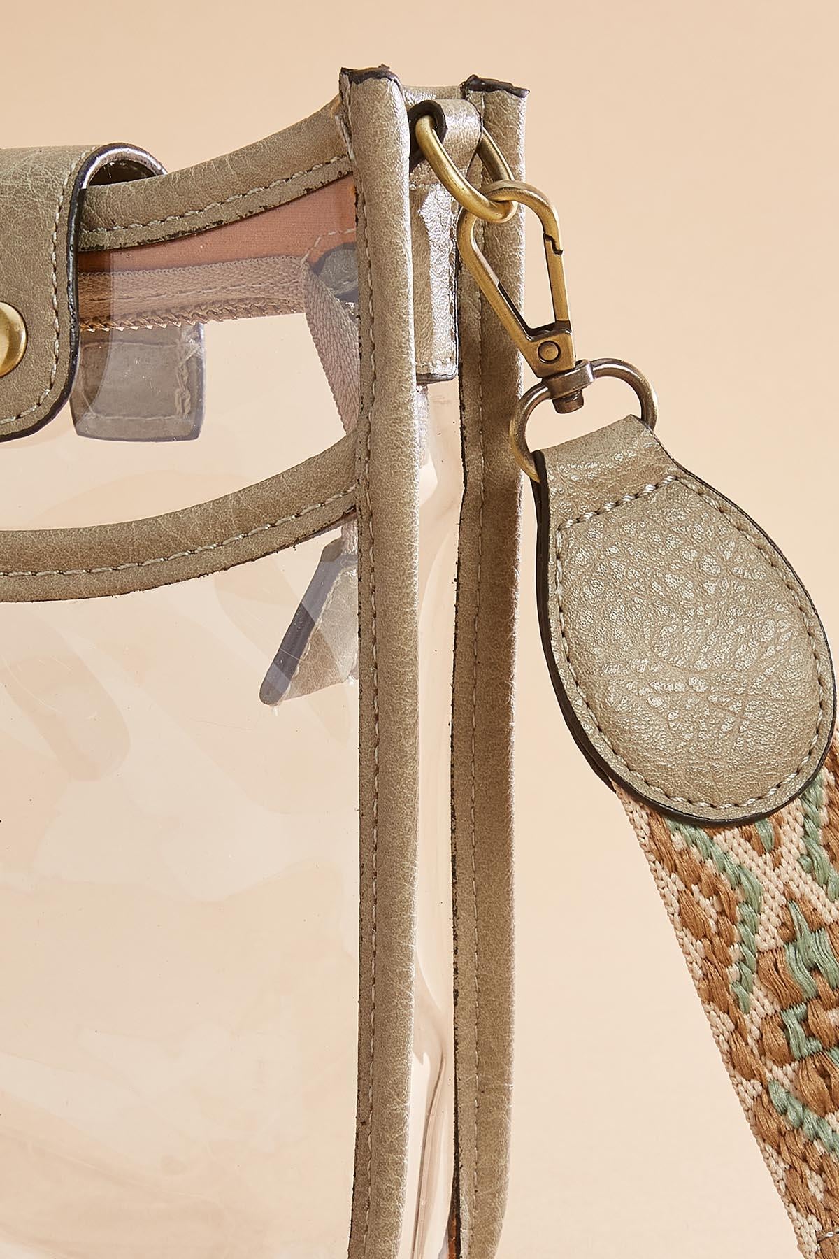 Versona guitar strap clear cellphone bag COGNAC