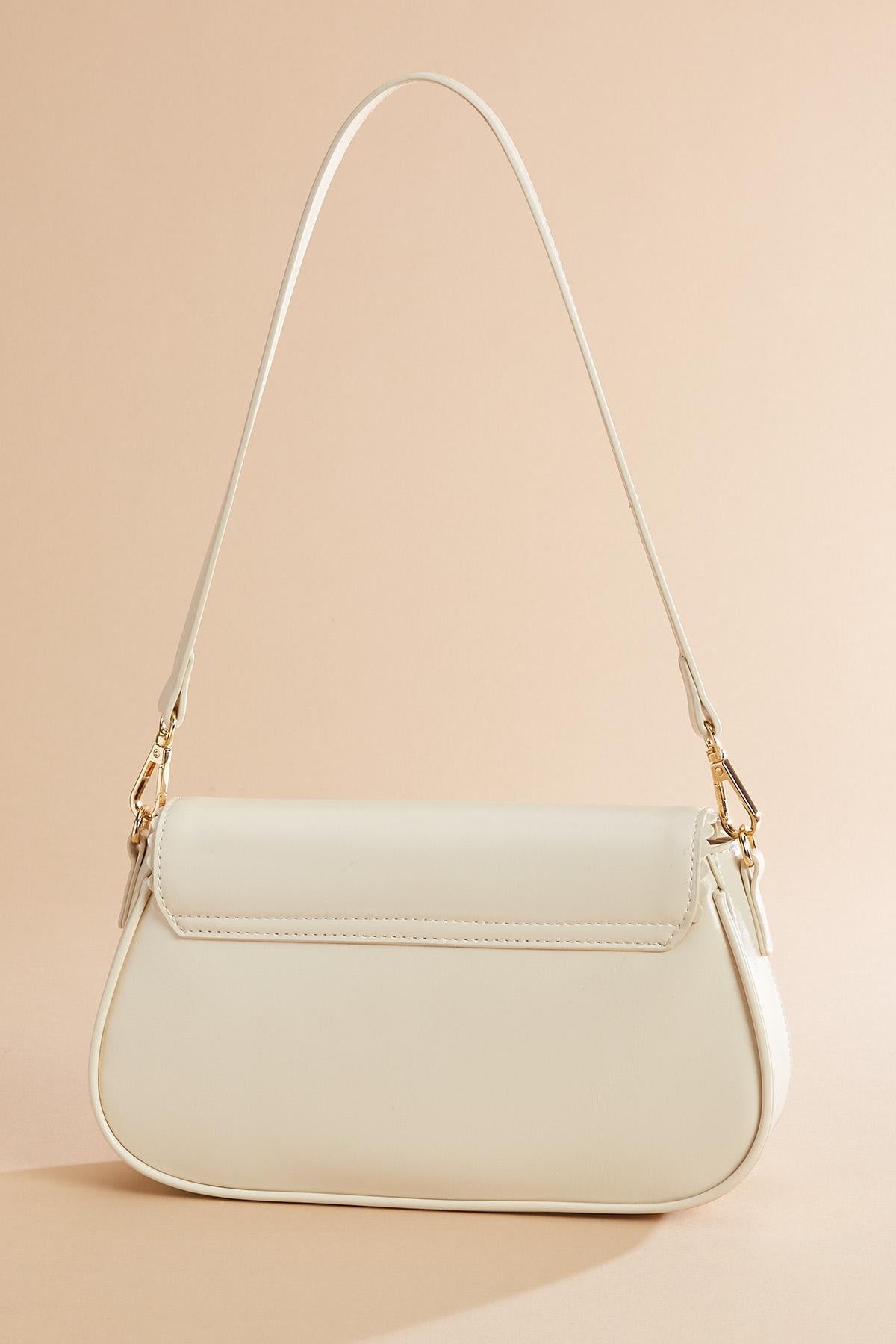 Versona faux leather lace trim bag IVORY