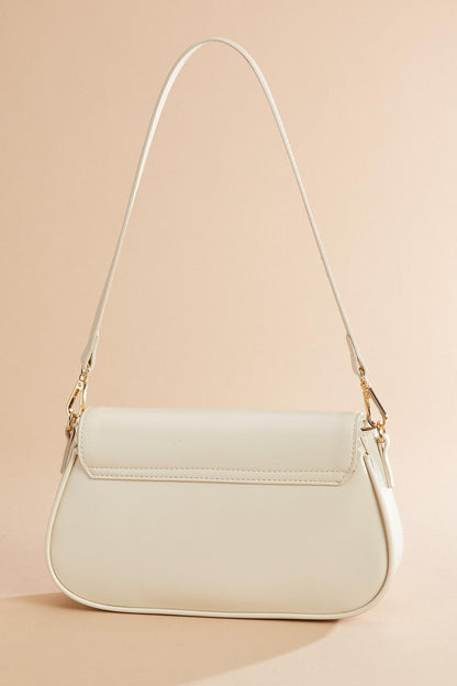 Versona faux leather lace trim bag IVORY