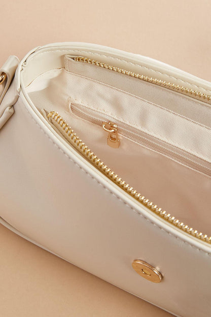 Versona faux leather lace trim bag IVORY