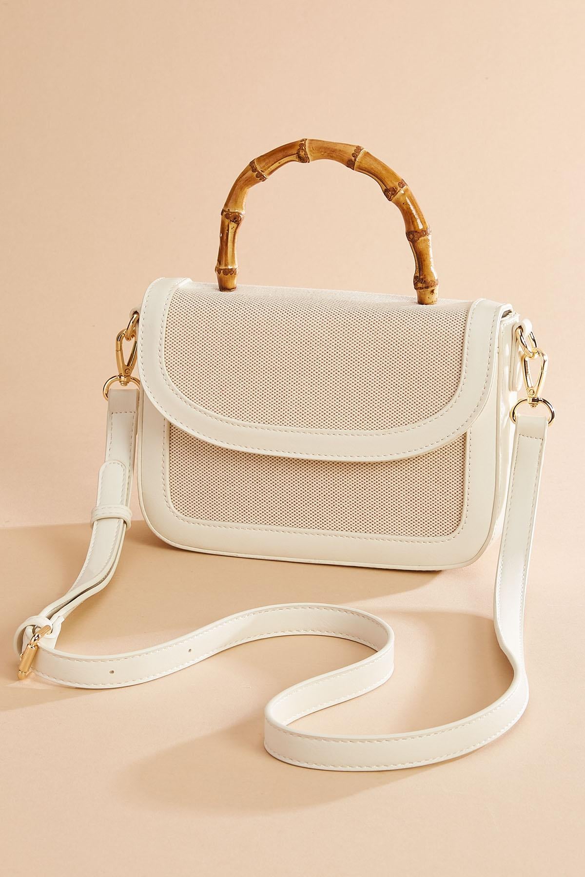 Versona bamboo handle beach crossbody CREAM