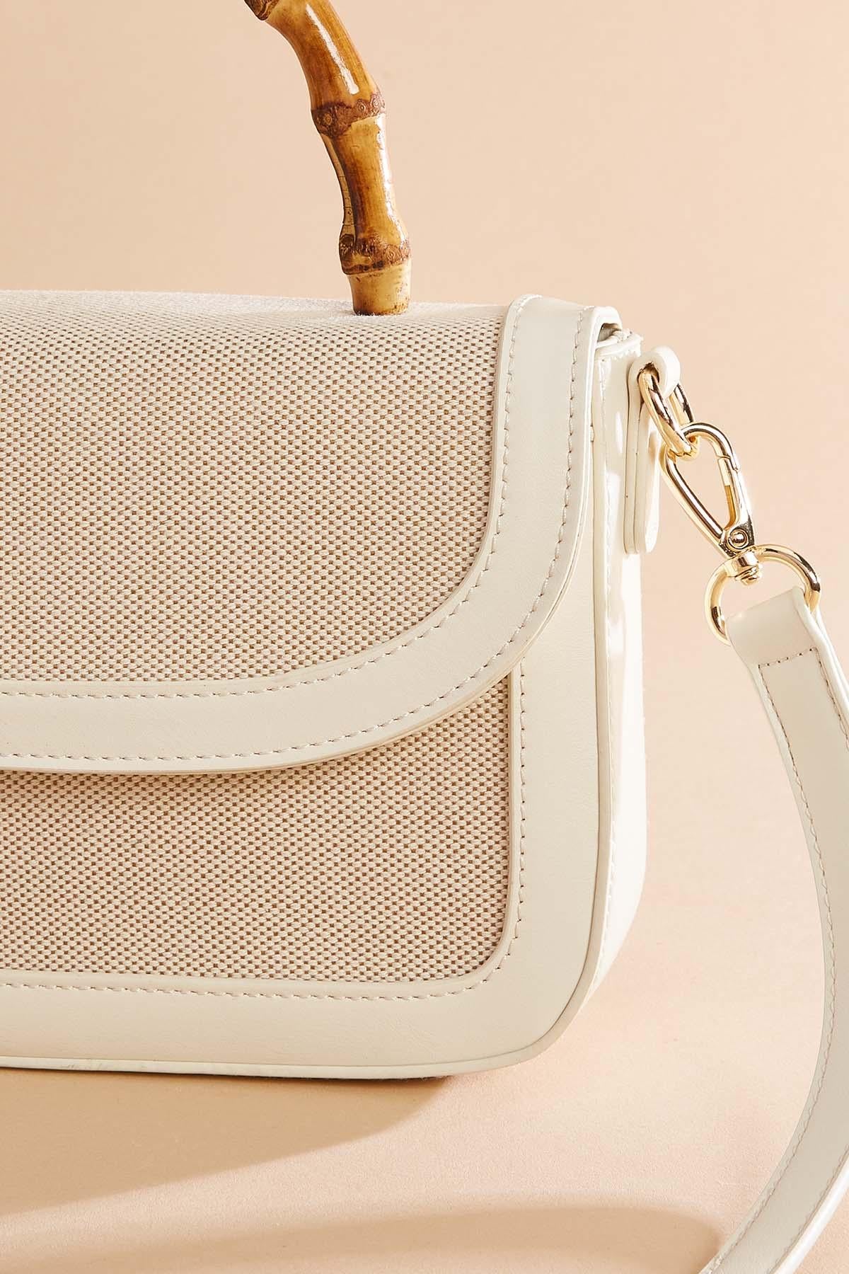 Versona bamboo handle beach crossbody CREAM