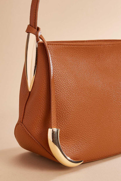 Versona faux leather claw charm bag COGNAC