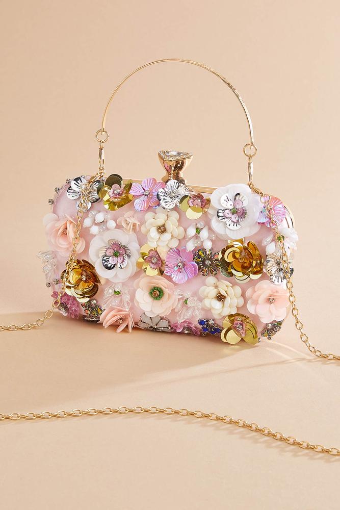 Versona floral embellished clutch PINK