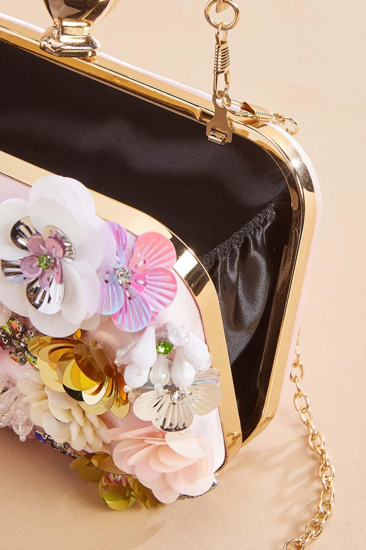 Versona floral embellished clutch PINK