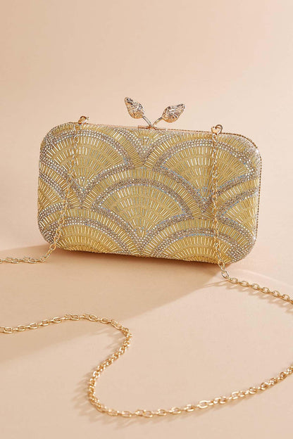 Versona art deco embellished clutch CHAMPAGNE_BEIGE