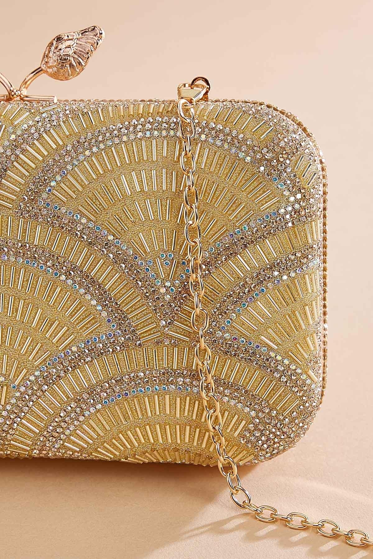 Versona art deco embellished clutch CHAMPAGNE_BEIGE