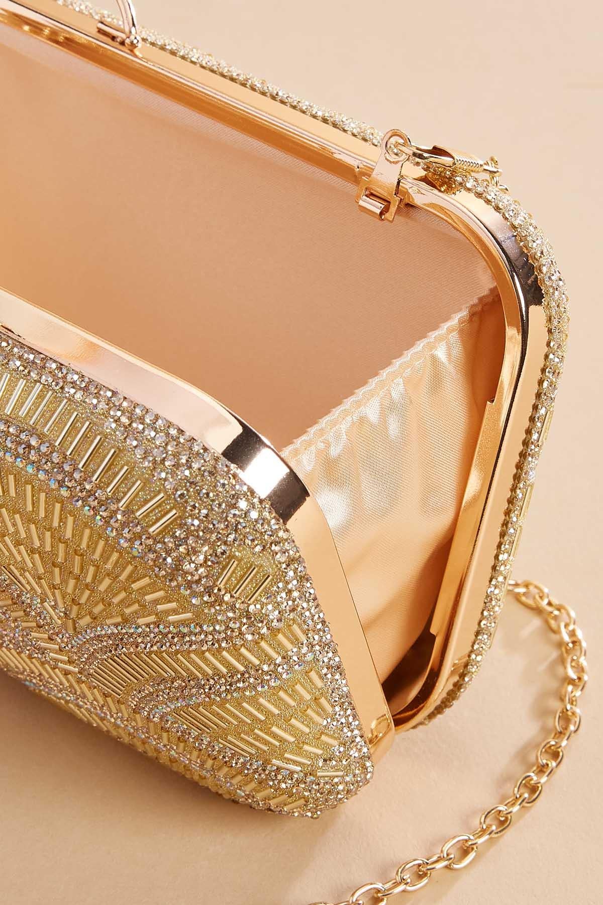 Versona art deco embellished clutch CHAMPAGNE_BEIGE