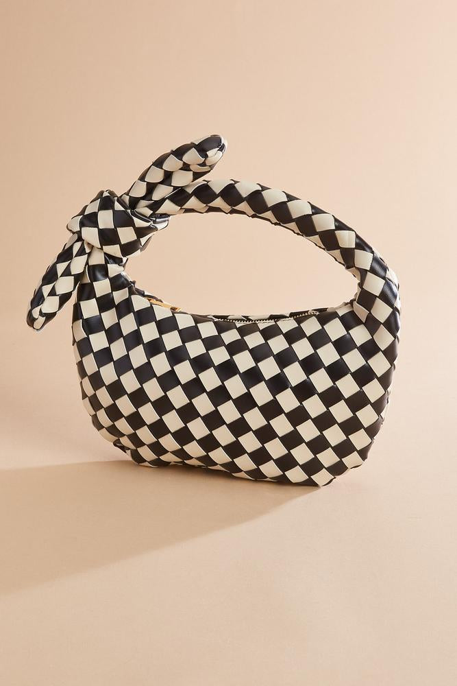 Versona black white checked crescent bag BLACK_WHITE_PATTERN