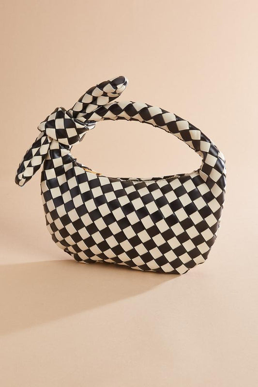 Versona black white checked crescent bag BLACK_WHITE_PATTERN