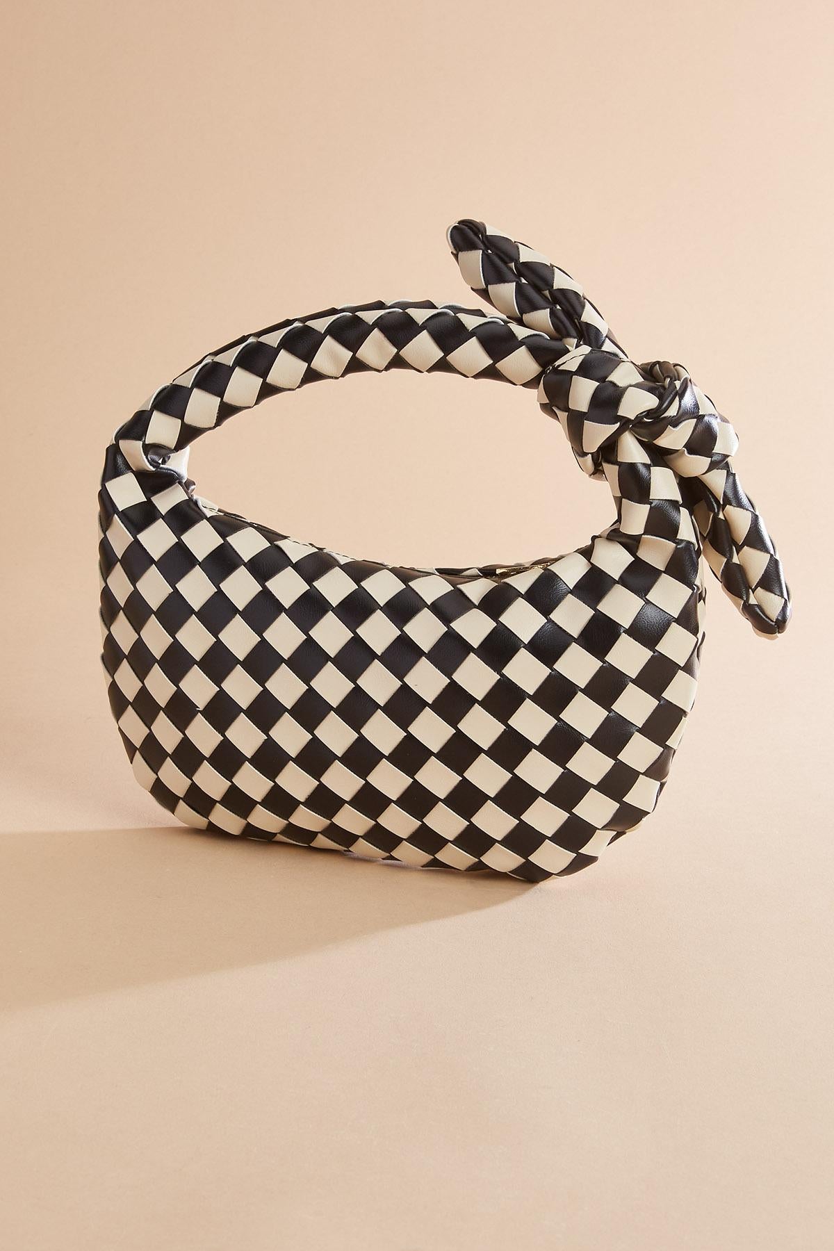 Versona black white checked crescent bag BLACK_WHITE_PATTERN