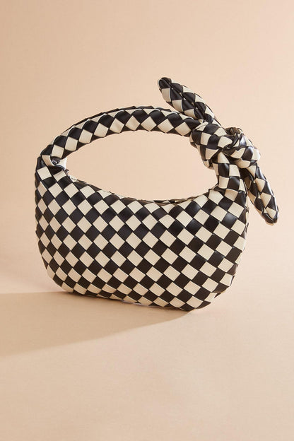 Versona black white checked crescent bag BLACK_WHITE_PATTERN