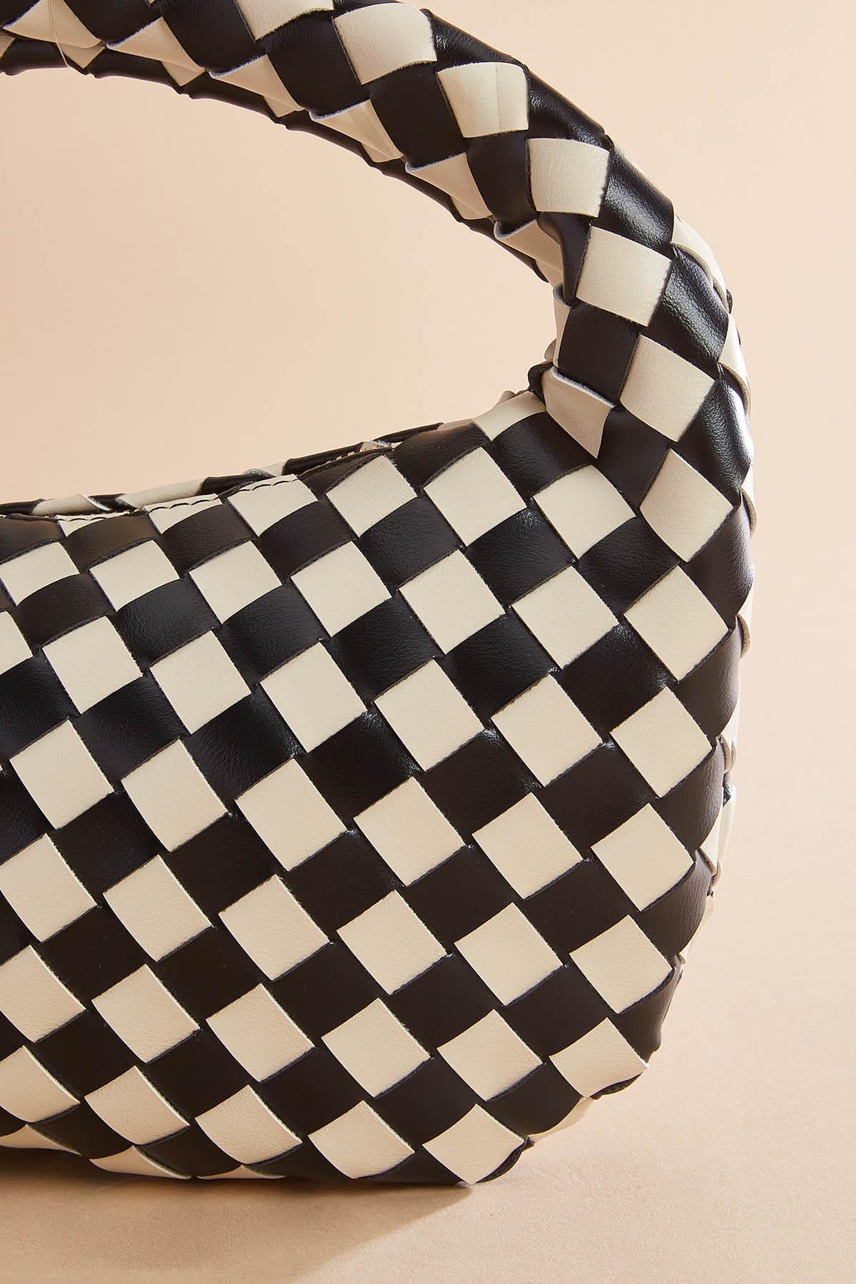 Versona black white checked crescent bag BLACK_WHITE_PATTERN