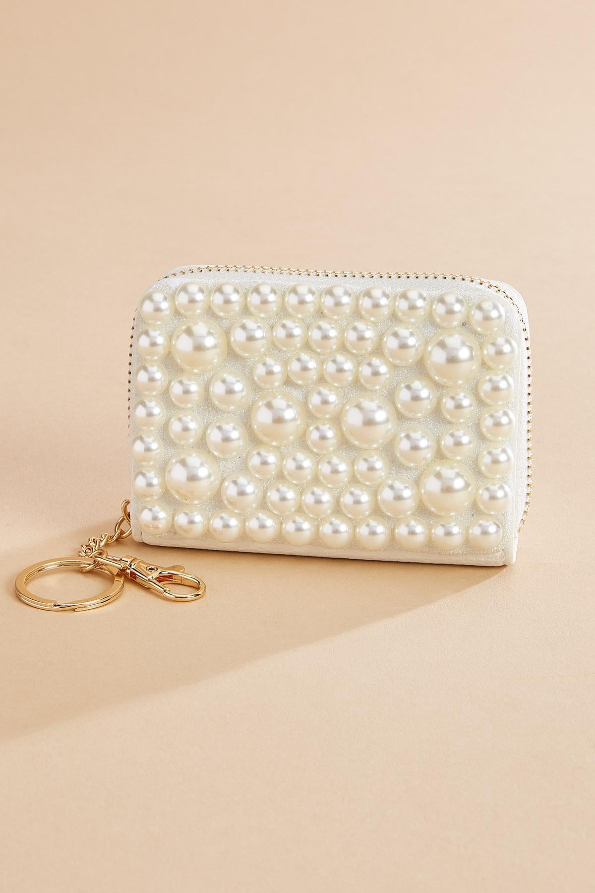 Versona pearl embellished card case PEARL