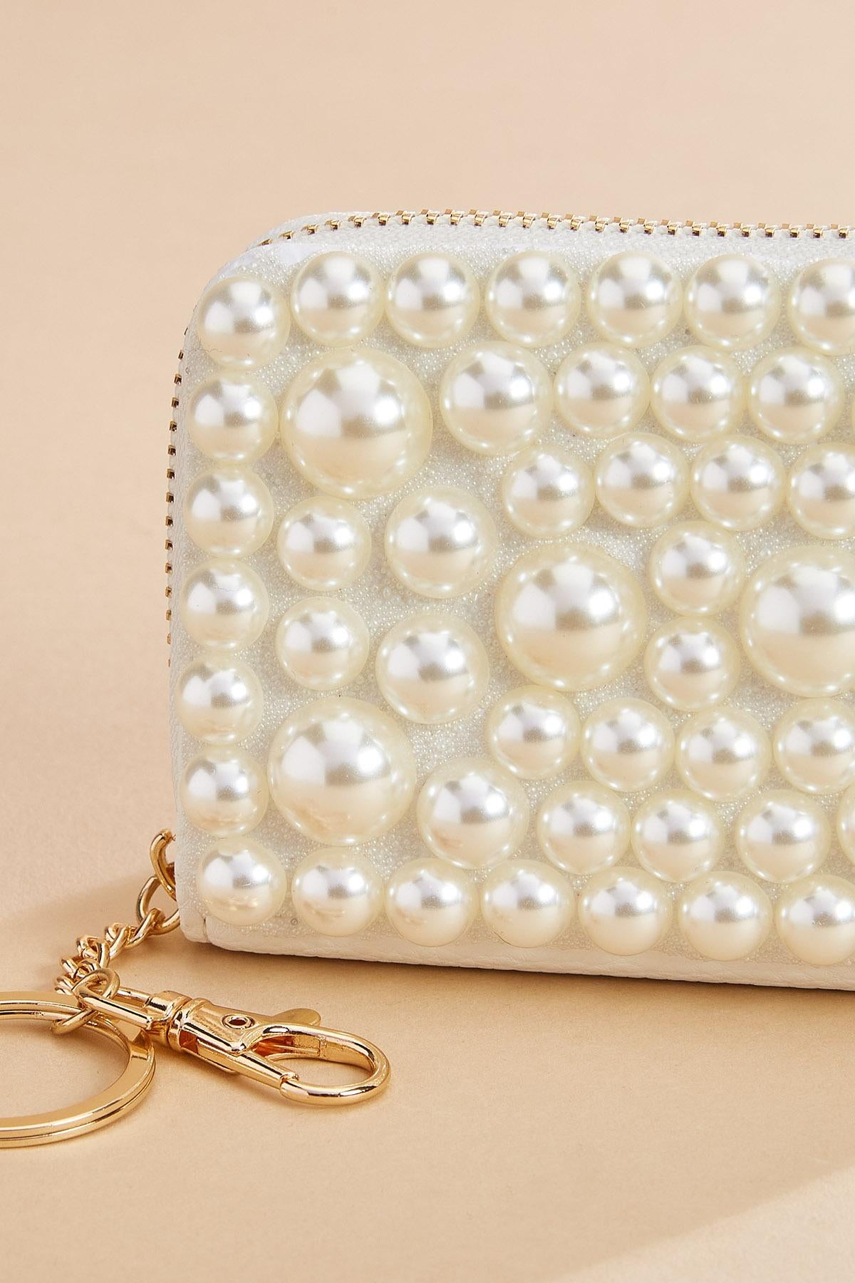 Versona pearl embellished card case PEARL