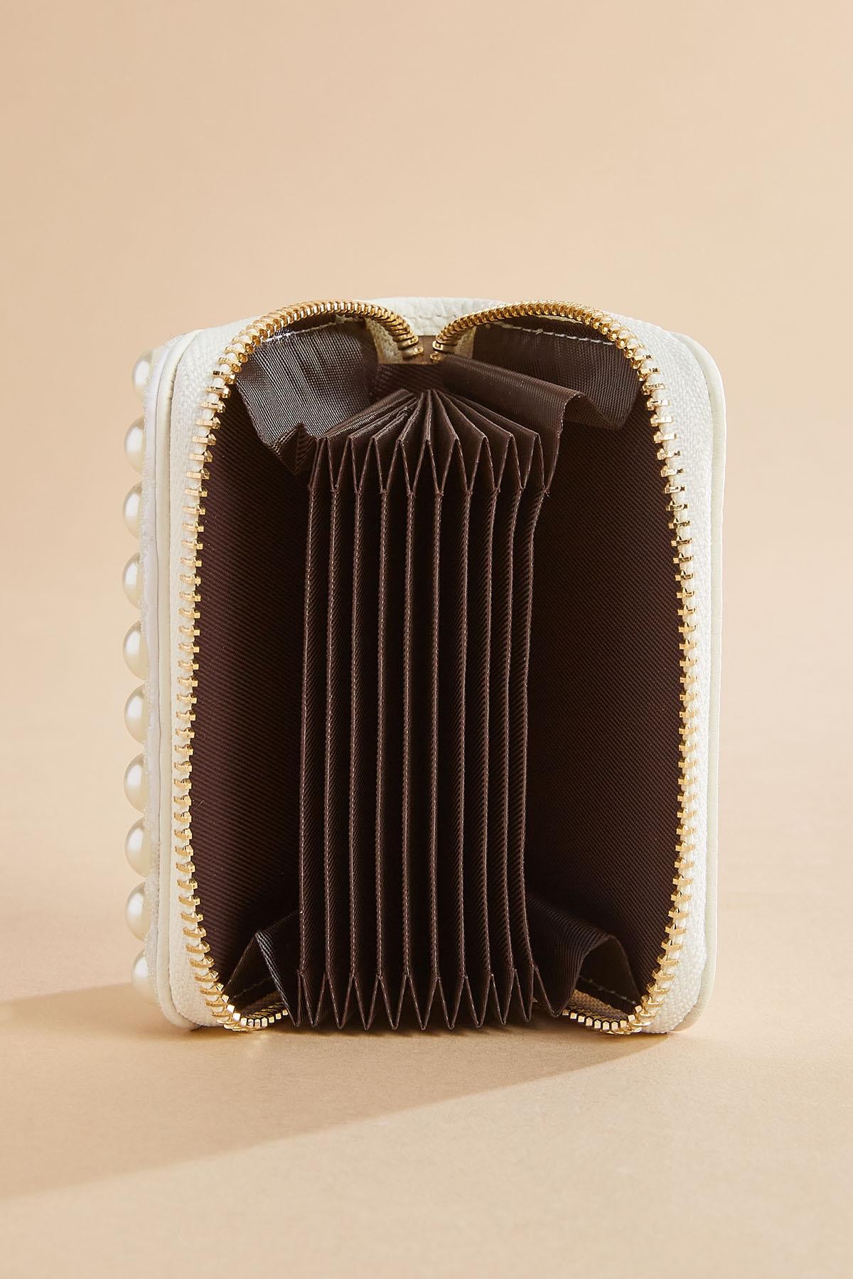 Versona pearl embellished card case PEARL