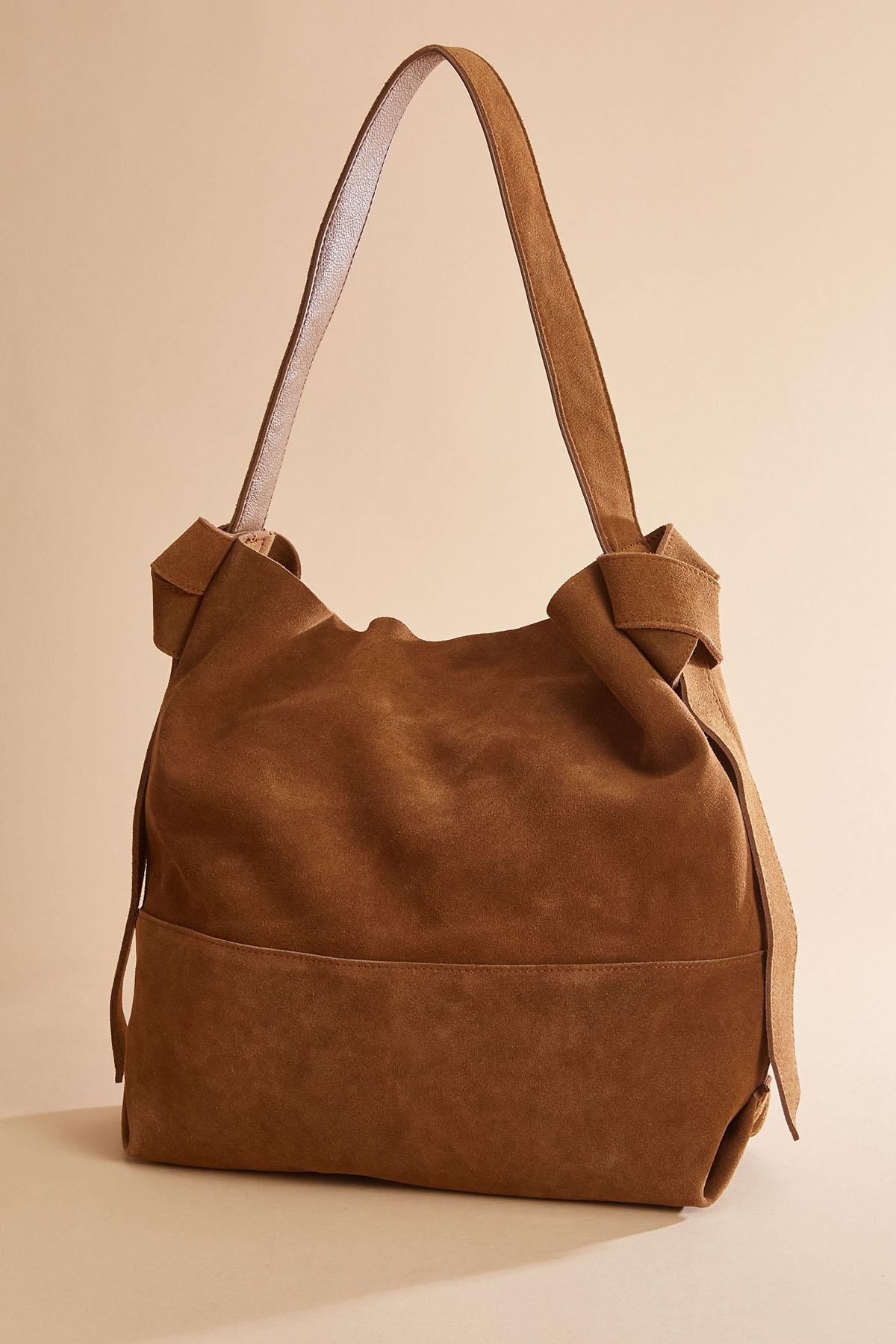Versona genuine suede hobo bag set COFFEE_BEAN