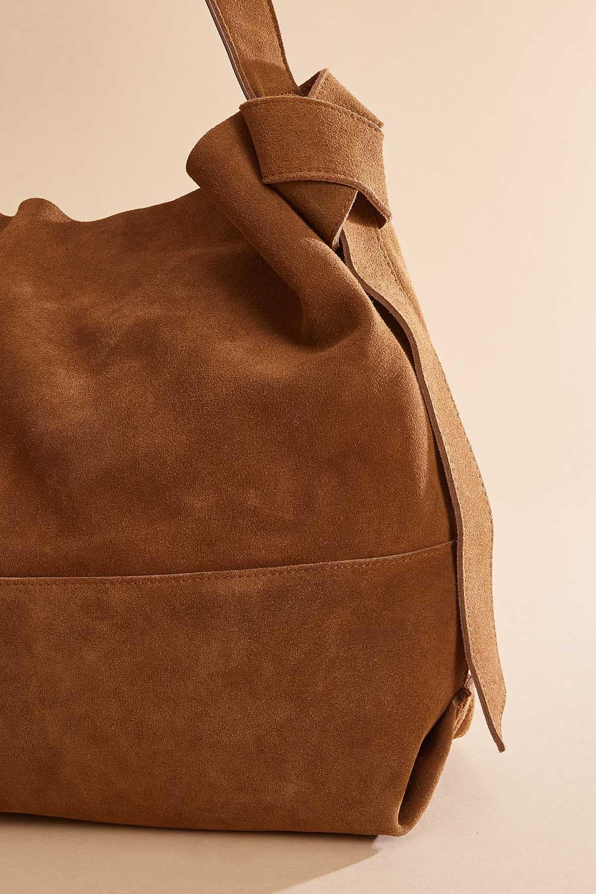 Versona genuine suede hobo bag set COFFEE_BEAN