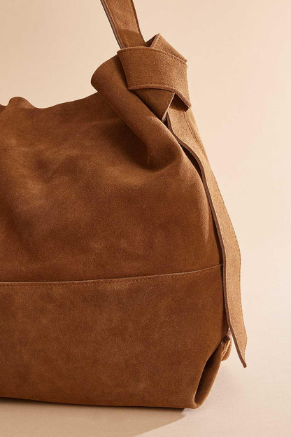 Versona genuine suede hobo bag set COFFEE_BEAN