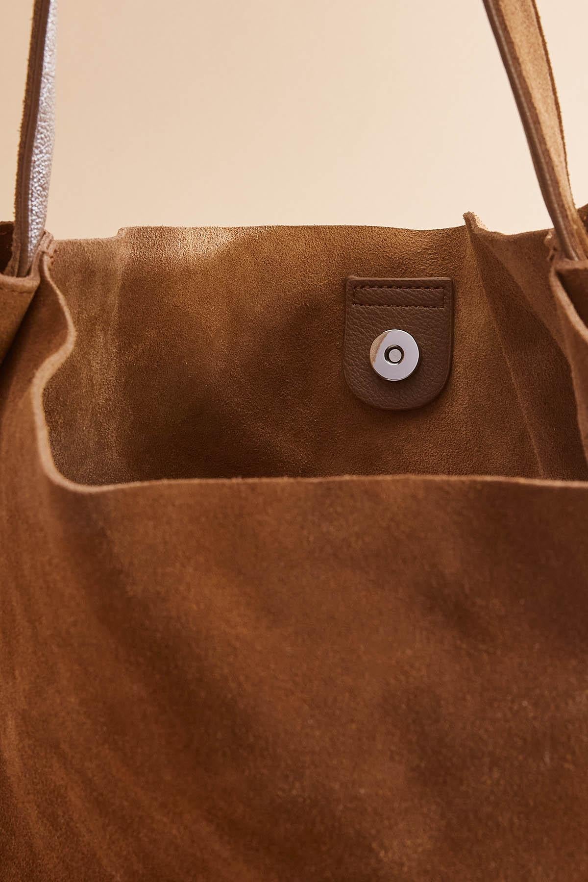 Versona genuine suede hobo bag set COFFEE_BEAN
