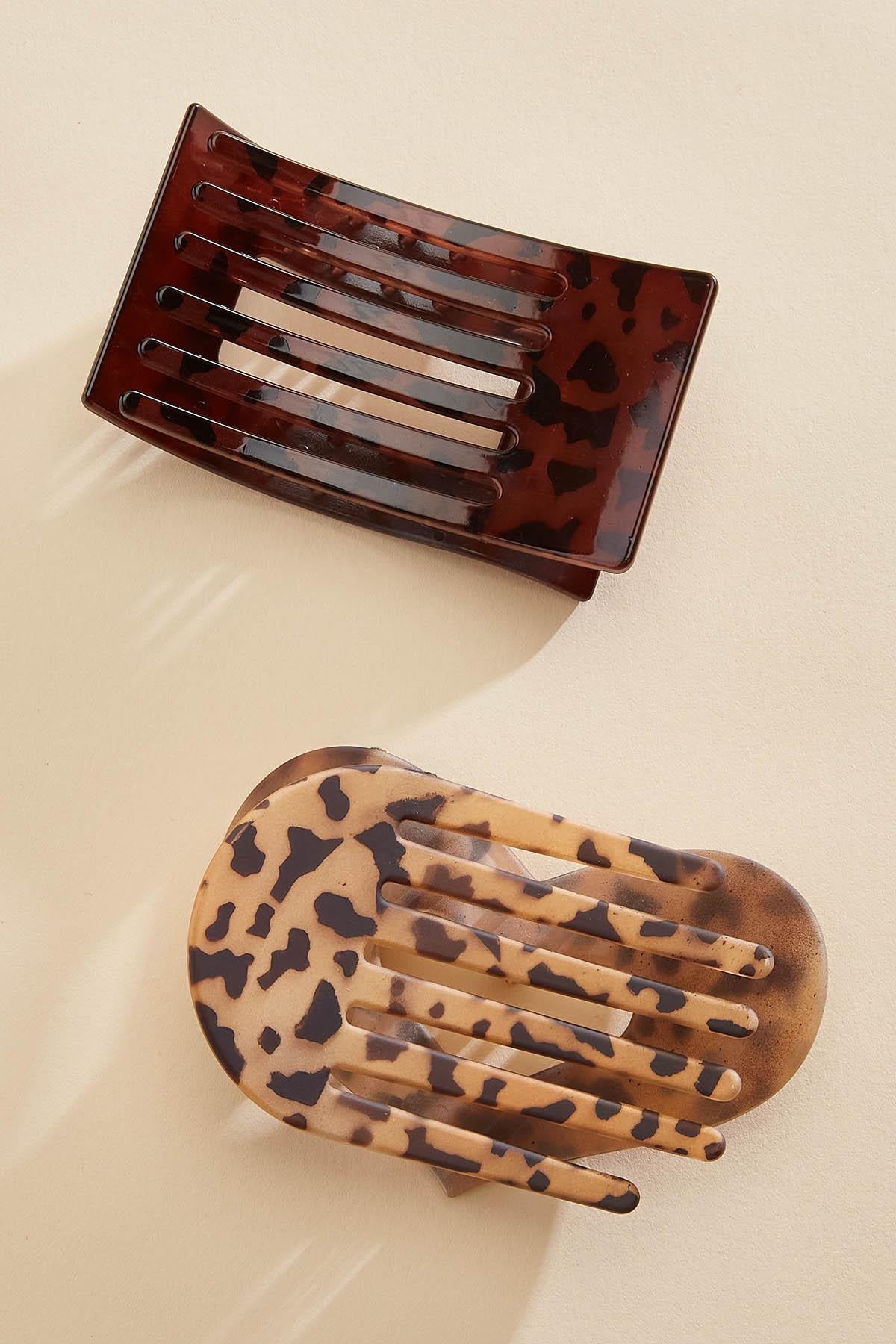 Versona flat heart claw clip set BROWN