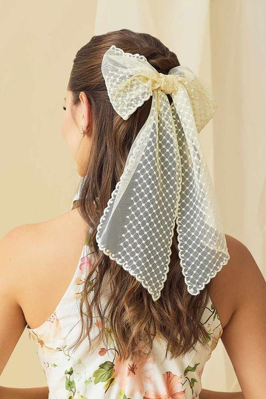 Versona ivory scalloped tulle bow IVORY