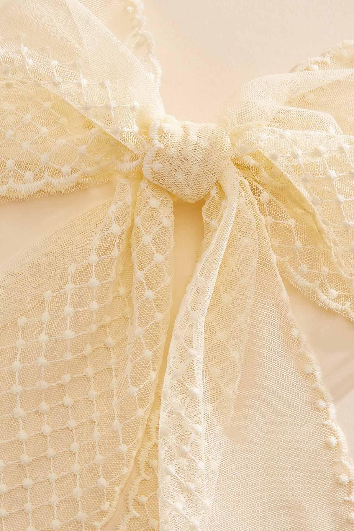 Versona ivory scalloped tulle bow IVORY