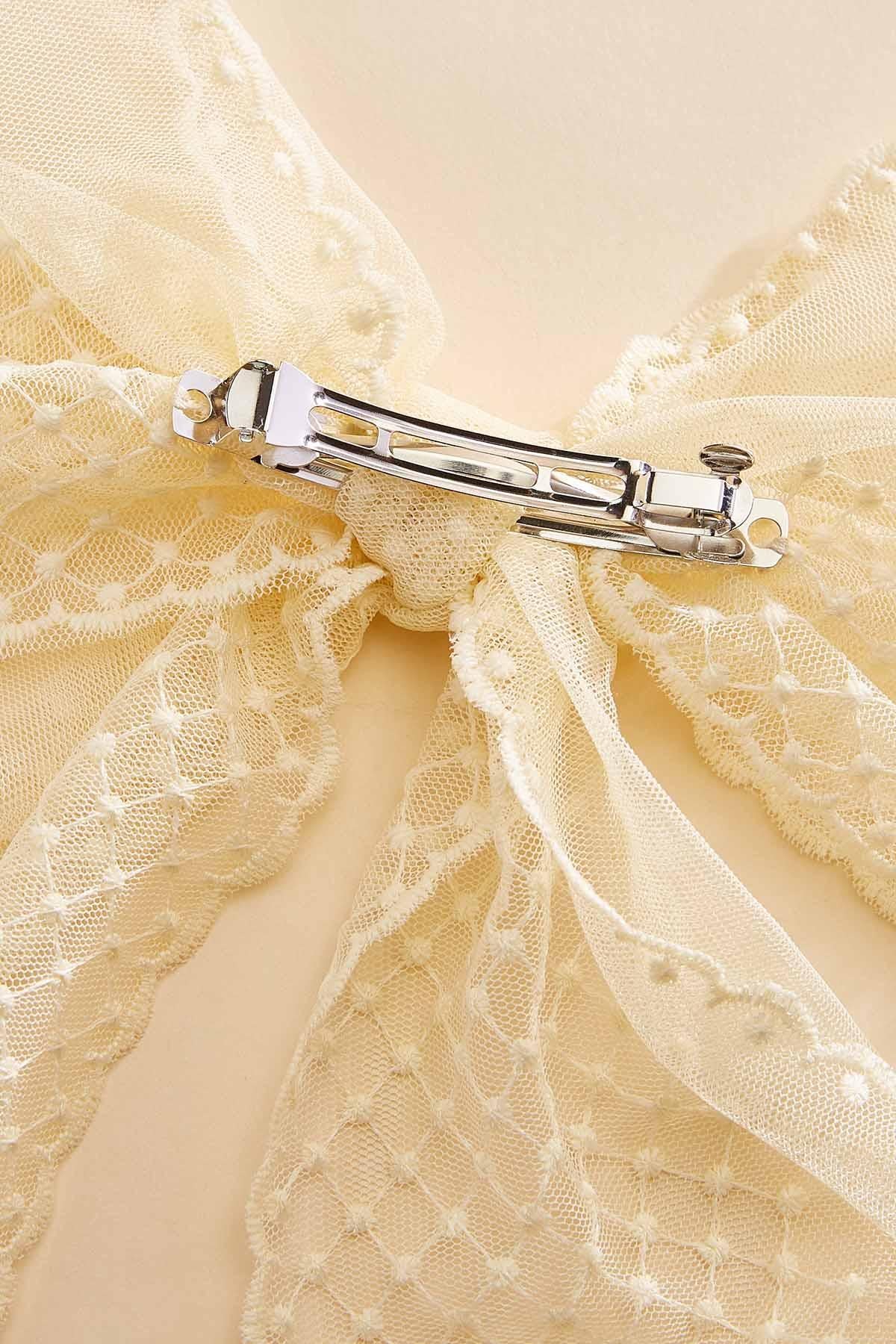 Versona ivory scalloped tulle bow IVORY