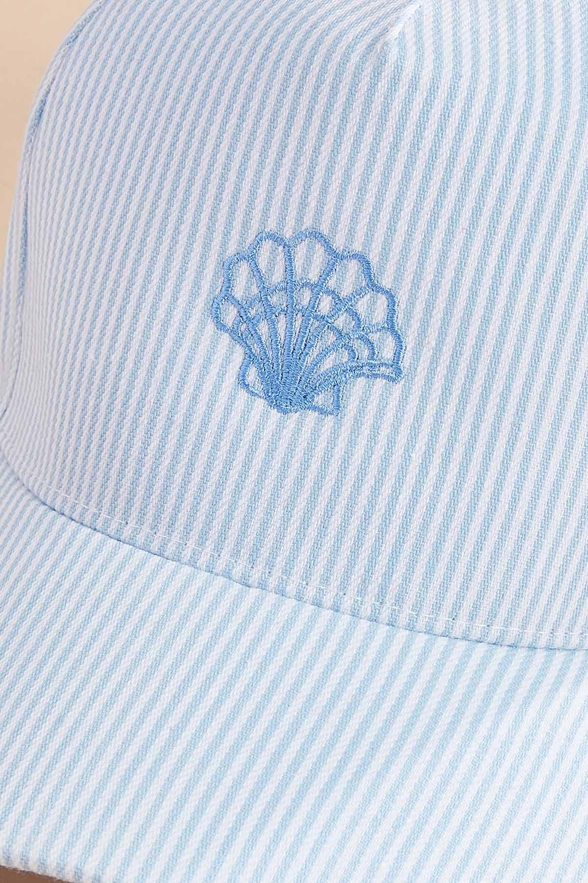 Versona seashell striped baseball hat BLUE