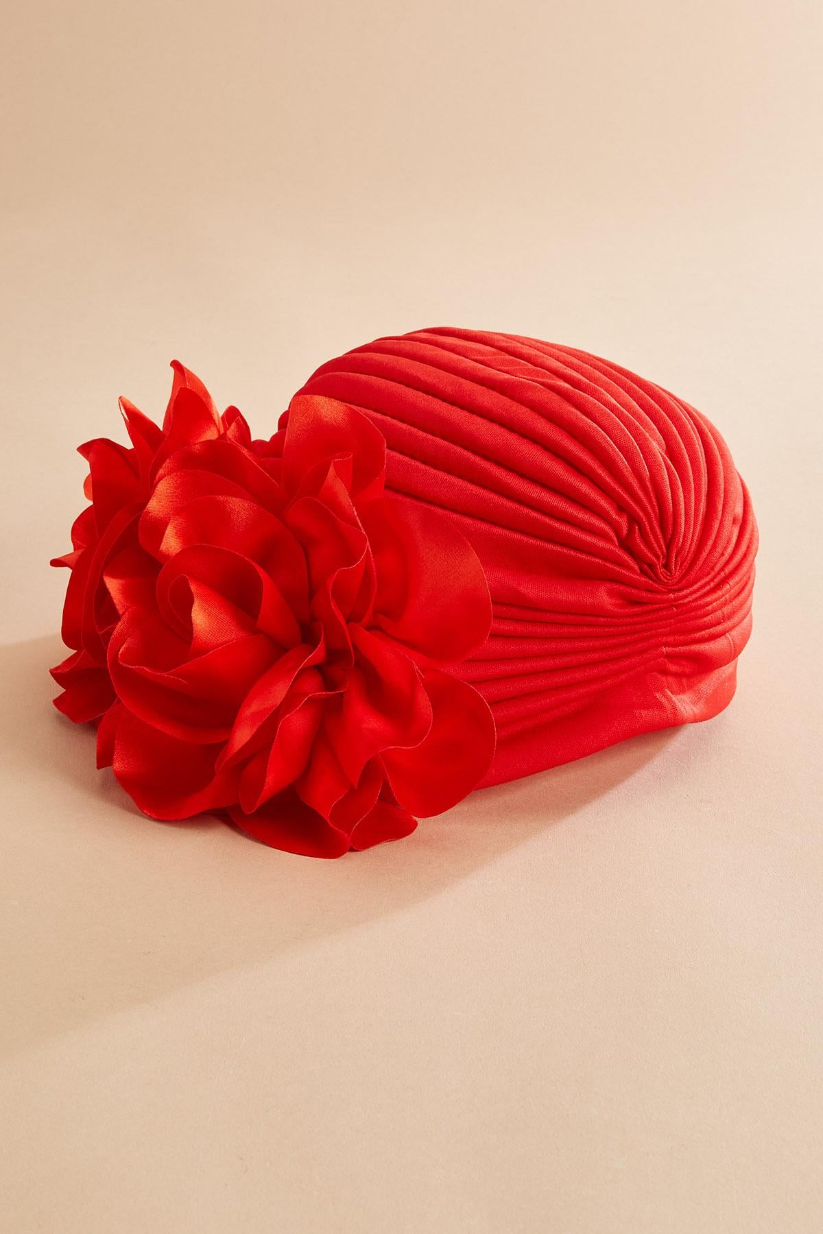 Versona red rose fabric hat RED