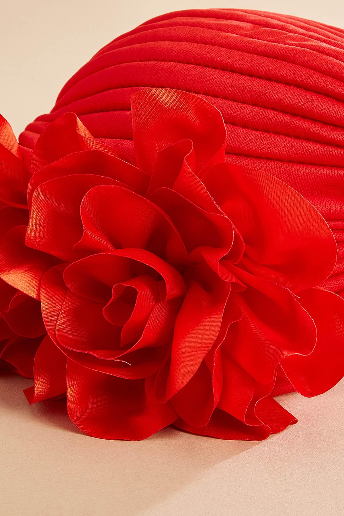Versona red rose fabric hat RED