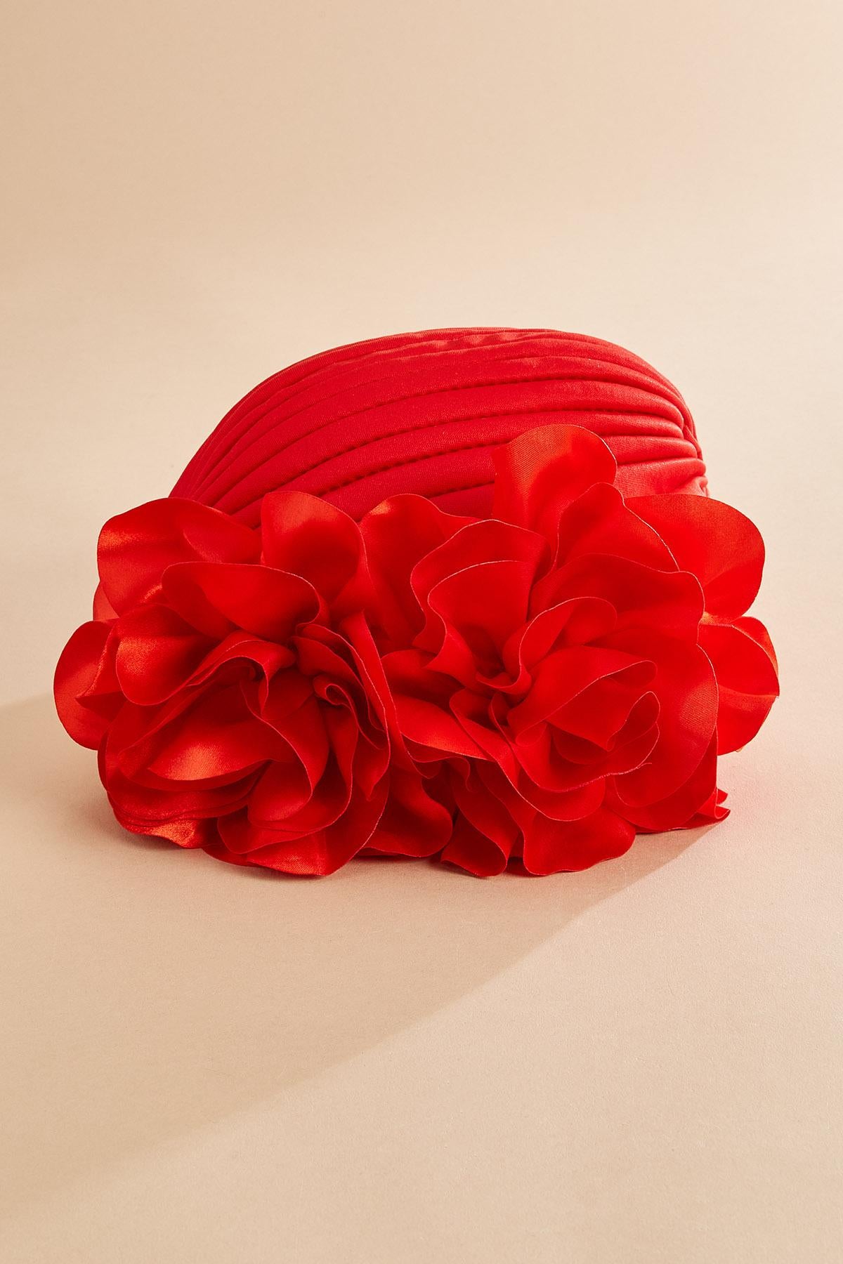 Versona red rose fabric hat RED