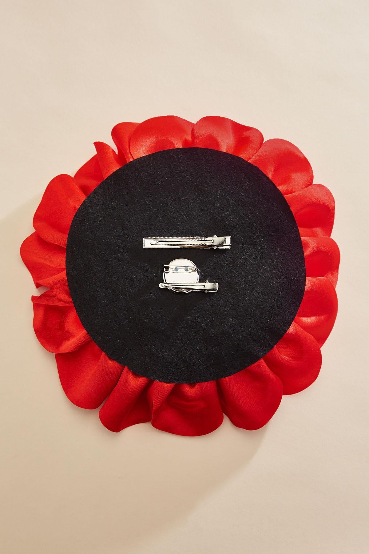 Versona red rose hair barrette RED