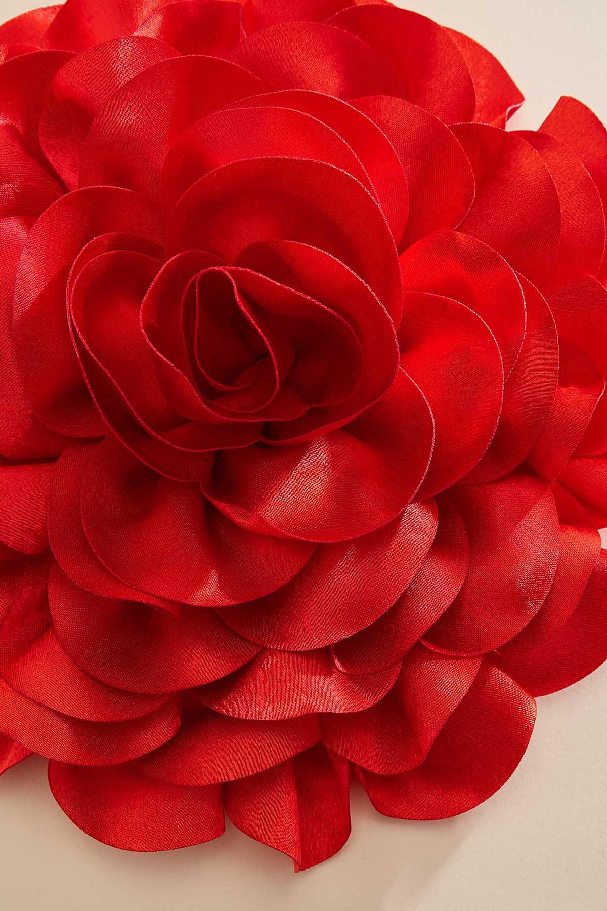 Versona red rose hair barrette RED
