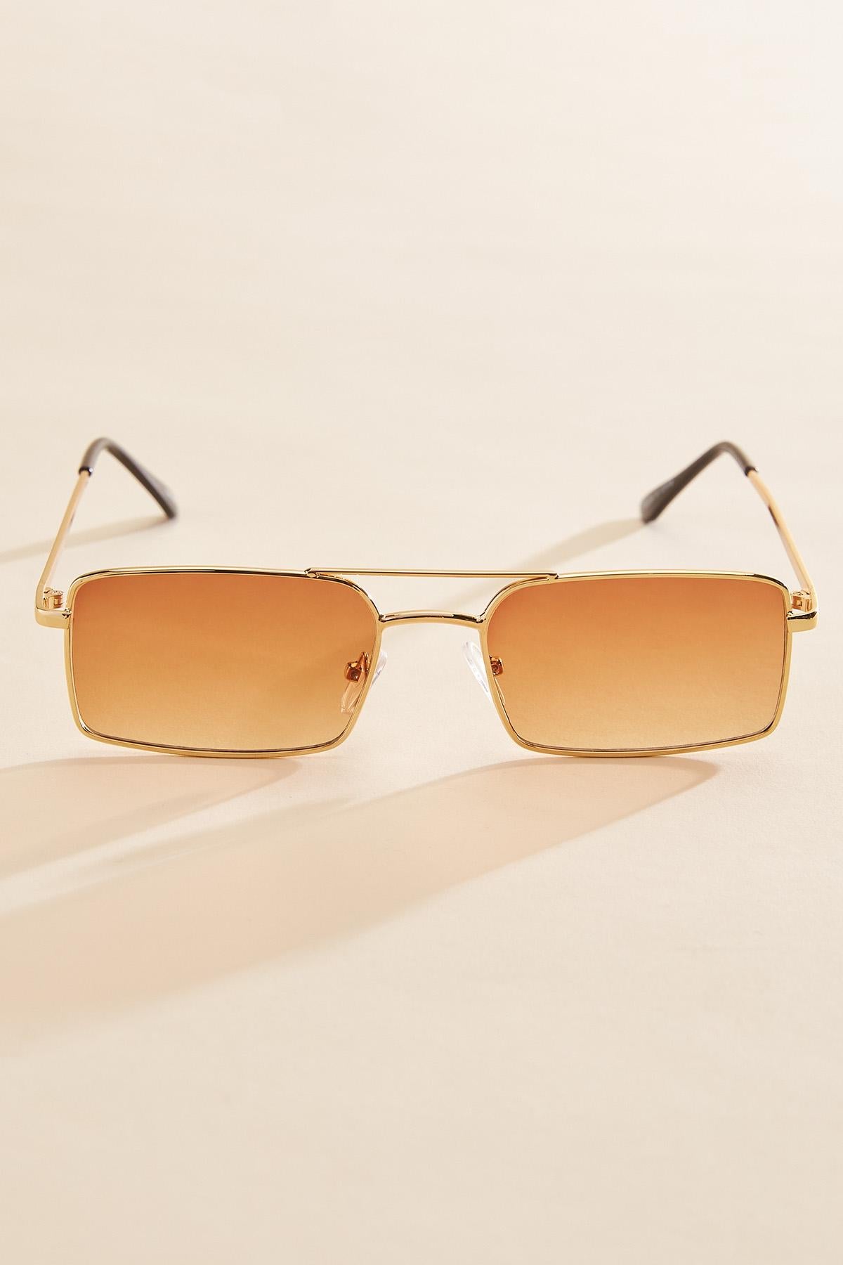Versona thin gold rectangle aviator sunglasses GOLD
