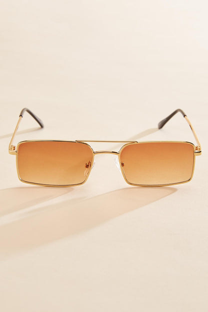 Versona thin gold rectangle aviator sunglasses GOLD